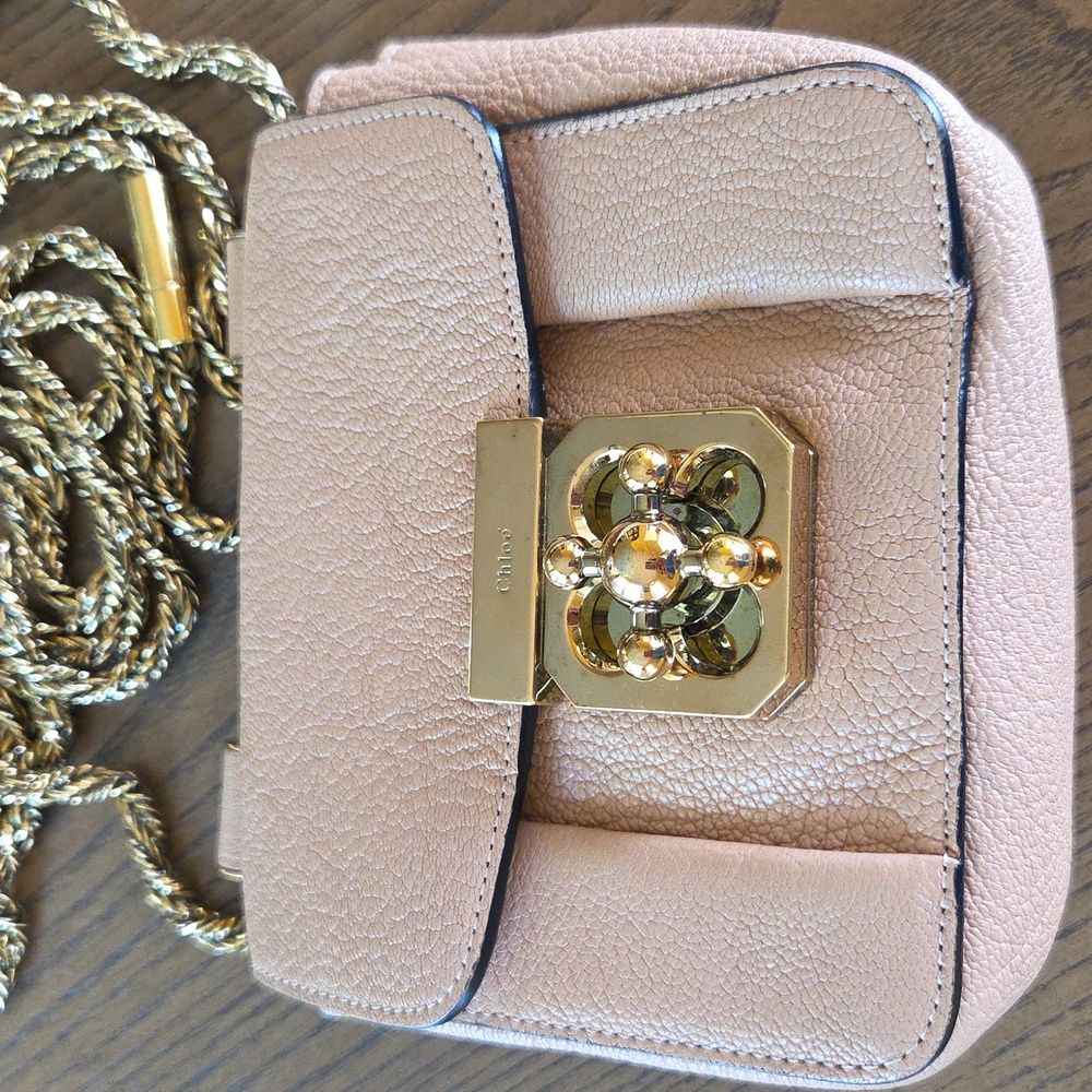 Chloe Tan Leather with Gold Hardware Crossbody Bag. Mini.